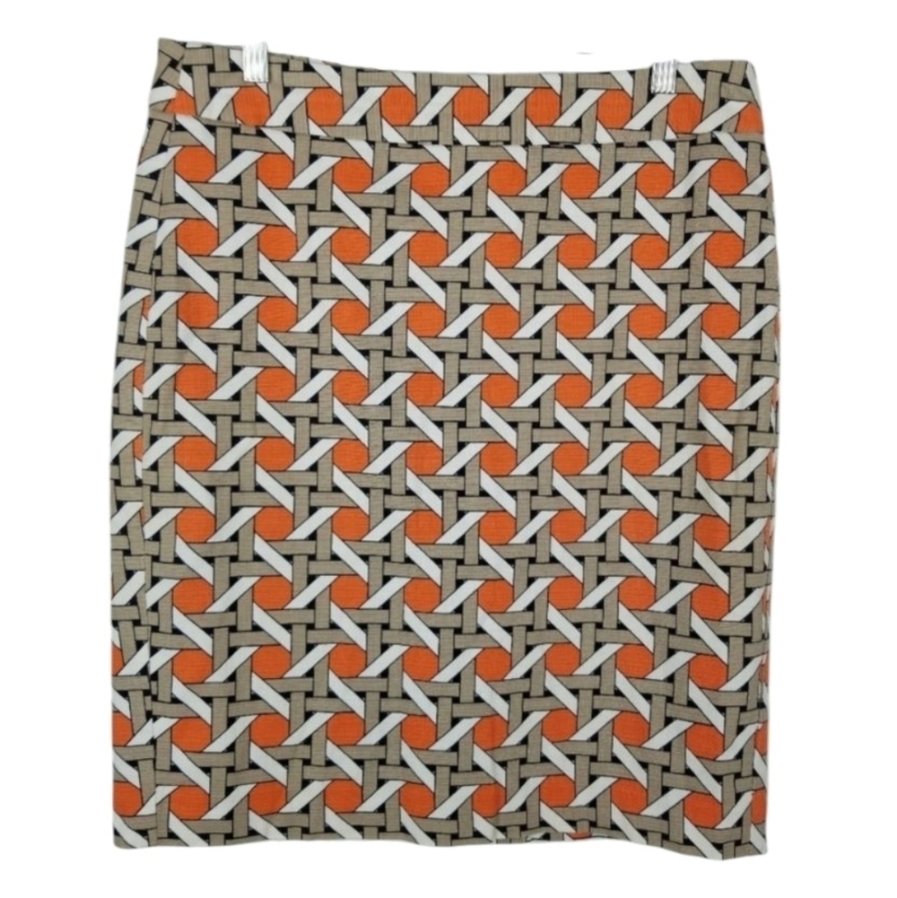 Banana Republic Womens Print Pencil Skirt Size 10 Orange Tan White Geometric